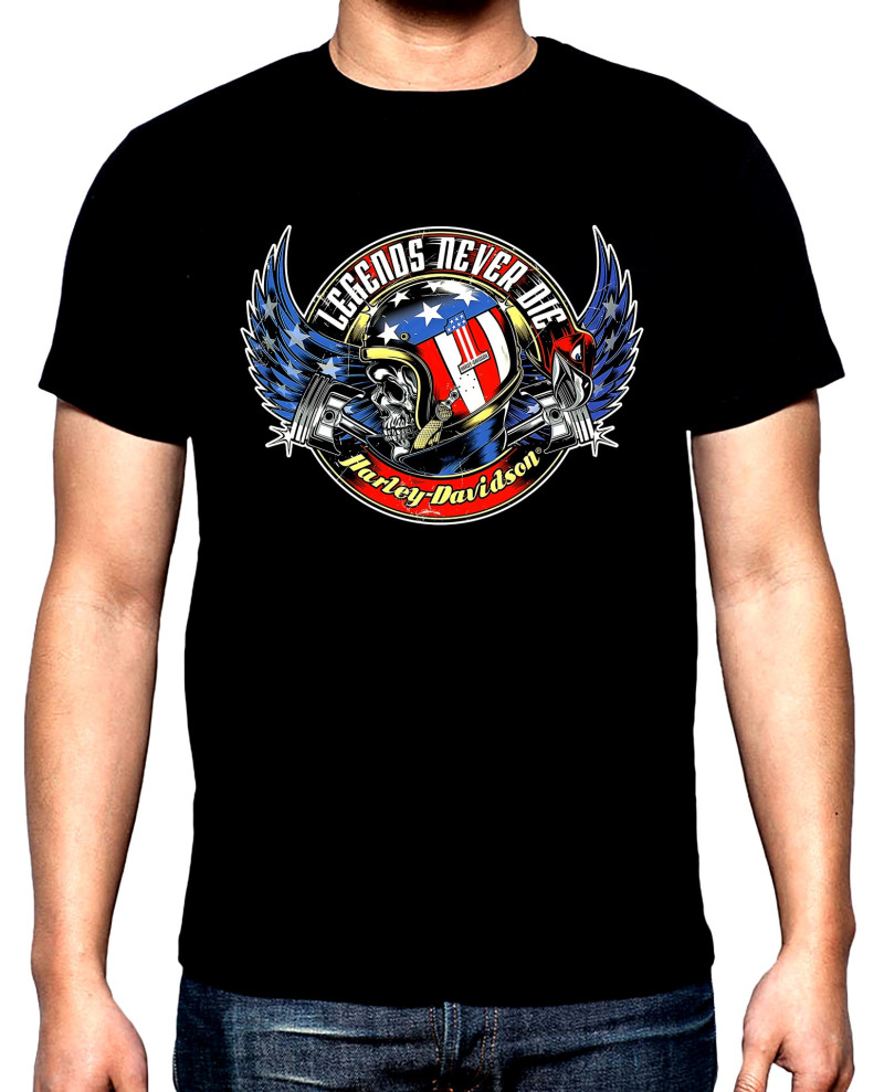 T-SHIRTS Harley Davidson, legends never die, men's  t-shirt, 100% cotton, S to 5XL